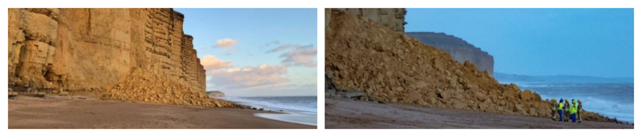 Large Cliff Fall at West Bay.