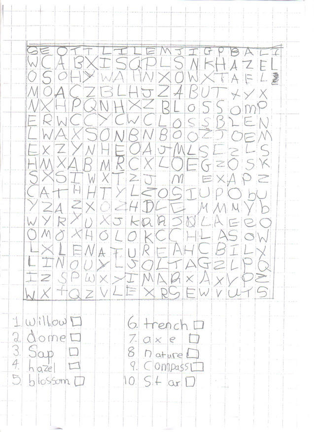 Year 6 pupils' word search