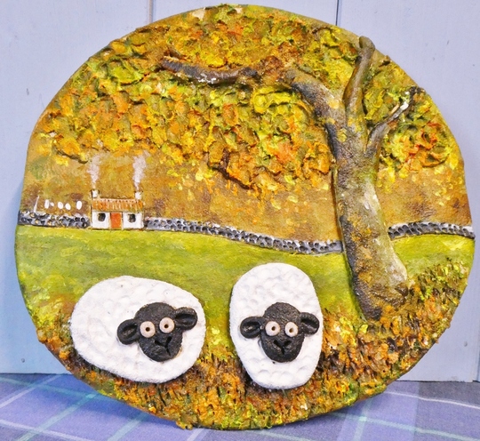 SHEEP IN AUTUMN APPROX 20CM H AND 21CM W