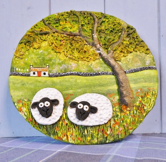 HIGHLAND SHEEP IN SUMMER APPROX 21CM H AND 22CM W