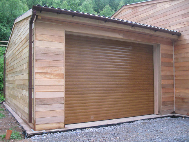 Cedar clad storage building