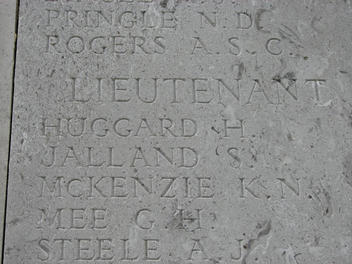 Stephen Jalland's name on the Helles Memorial