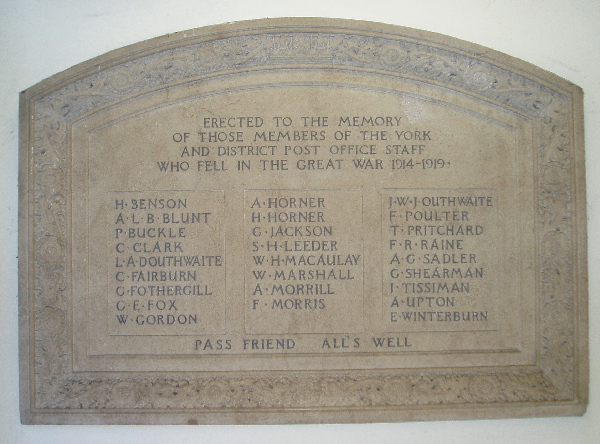 York Post Office War Memorial