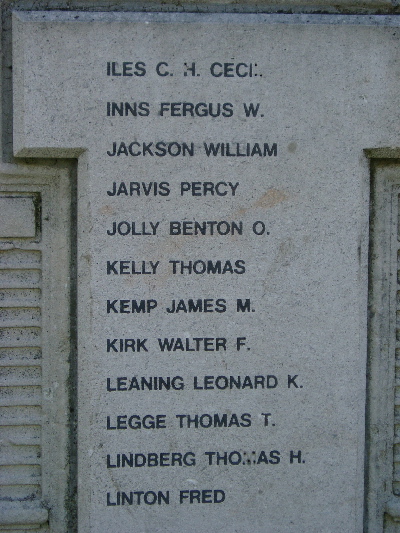 Acomb Memorial names Iles - Linton