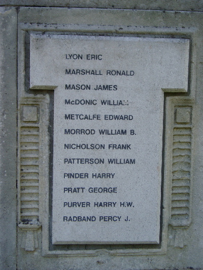 Acomb Memorial names Lyons - Raband