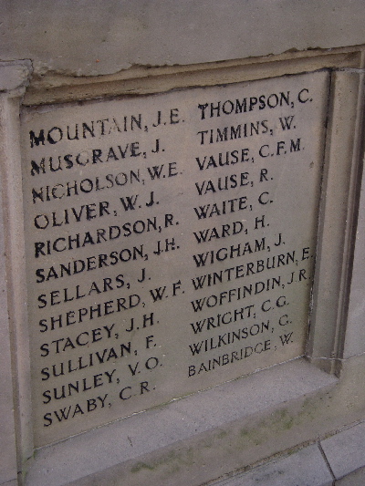 Names M - W Leeman Road War Memorial