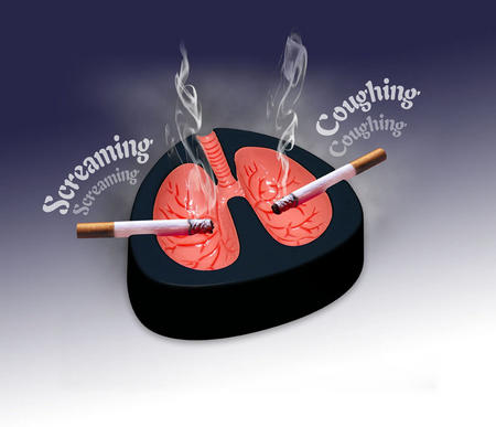 Quit smoking with hypnotherapy Rotherham- ashtray picture of lungs to motivate smoking cessation stop smoking hypnotherapy Rotherham
