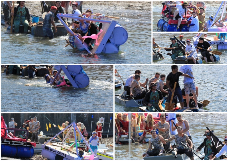 Entering the water and preparing for the start