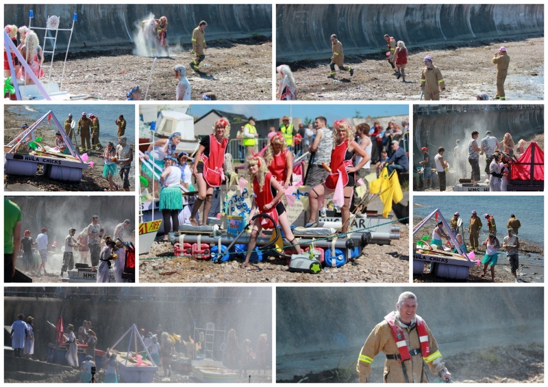 Mayhem even before the race started with water and flour flying about