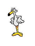Cartoon of bird waving goodbye.