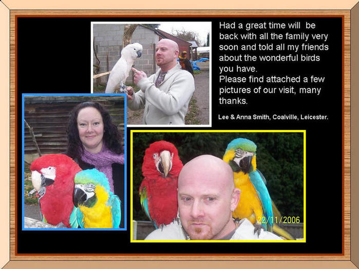 People with parrots.