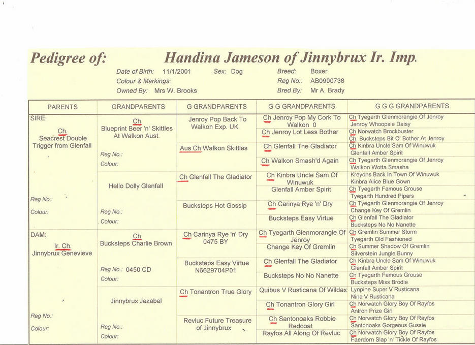 Jameson's pedigree