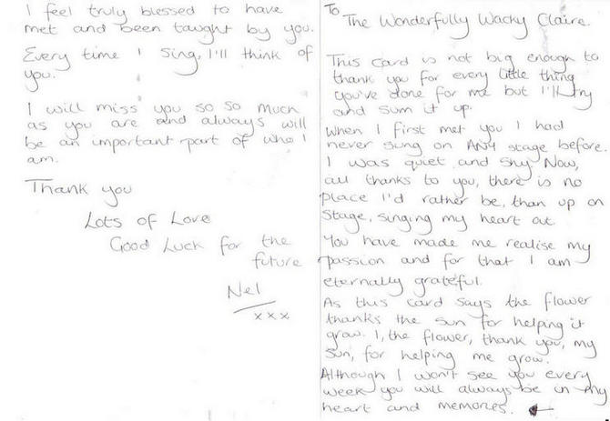 Leaving card from Nel (stage 3)