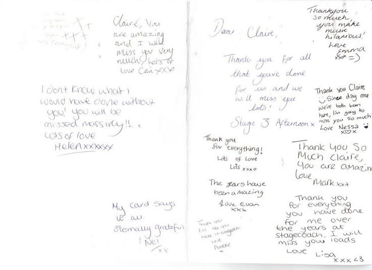 Leaving card from stage 3