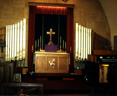 photo of Harris organ in church