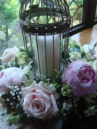 A vintage huricane lamp arrangement