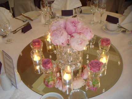 peonies in glass