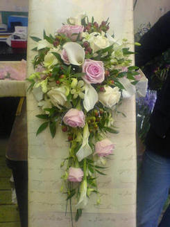 Calla, orchids and roses bouquet