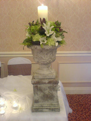 arrangement in stone urn