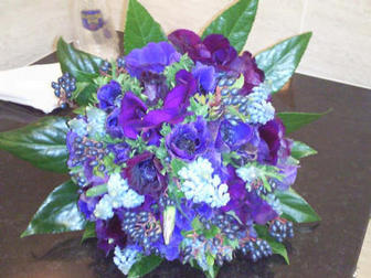 grape hyacinth and purple tones posy