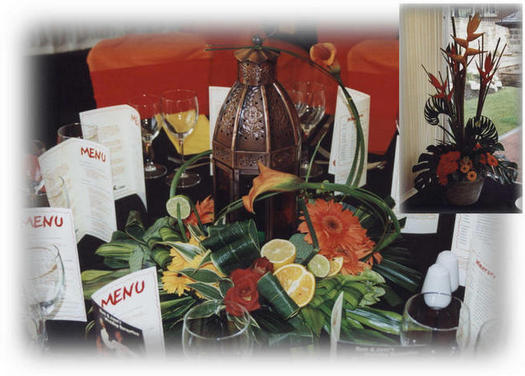 A table arrangement for the spanish themed wedding